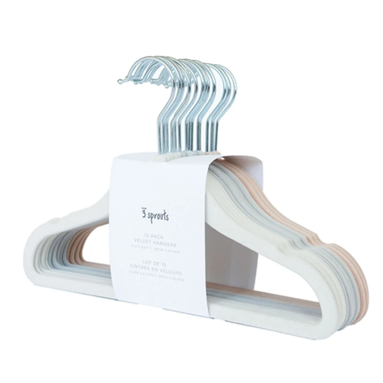 3 Sprouts Samettiripustin (15 kpl), Lajitelma: Kerma/Harmaa/Pähkinä