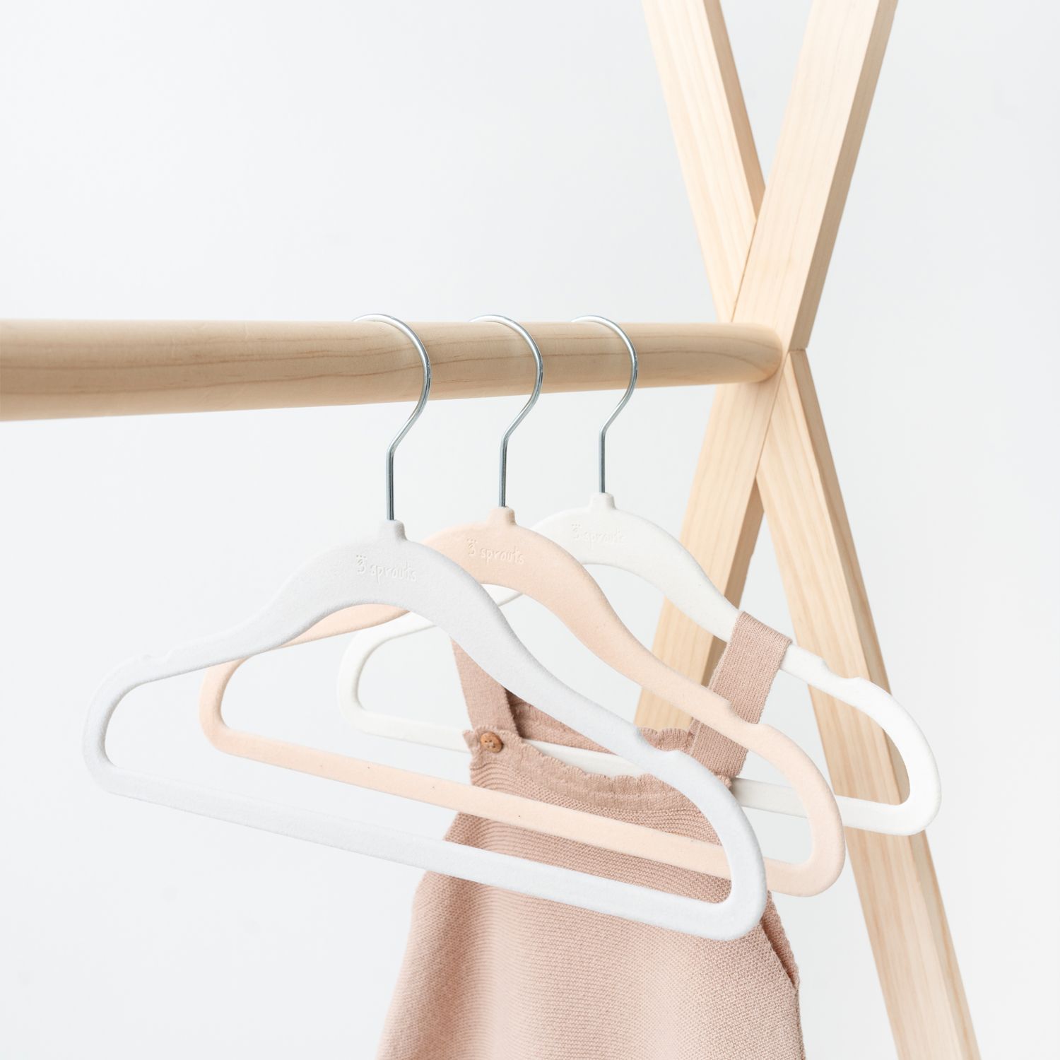 3 Sprouts Samettiripustin (15 kpl), Lajitelma: Kerma/Harmaa/Pähkinä - Image 3