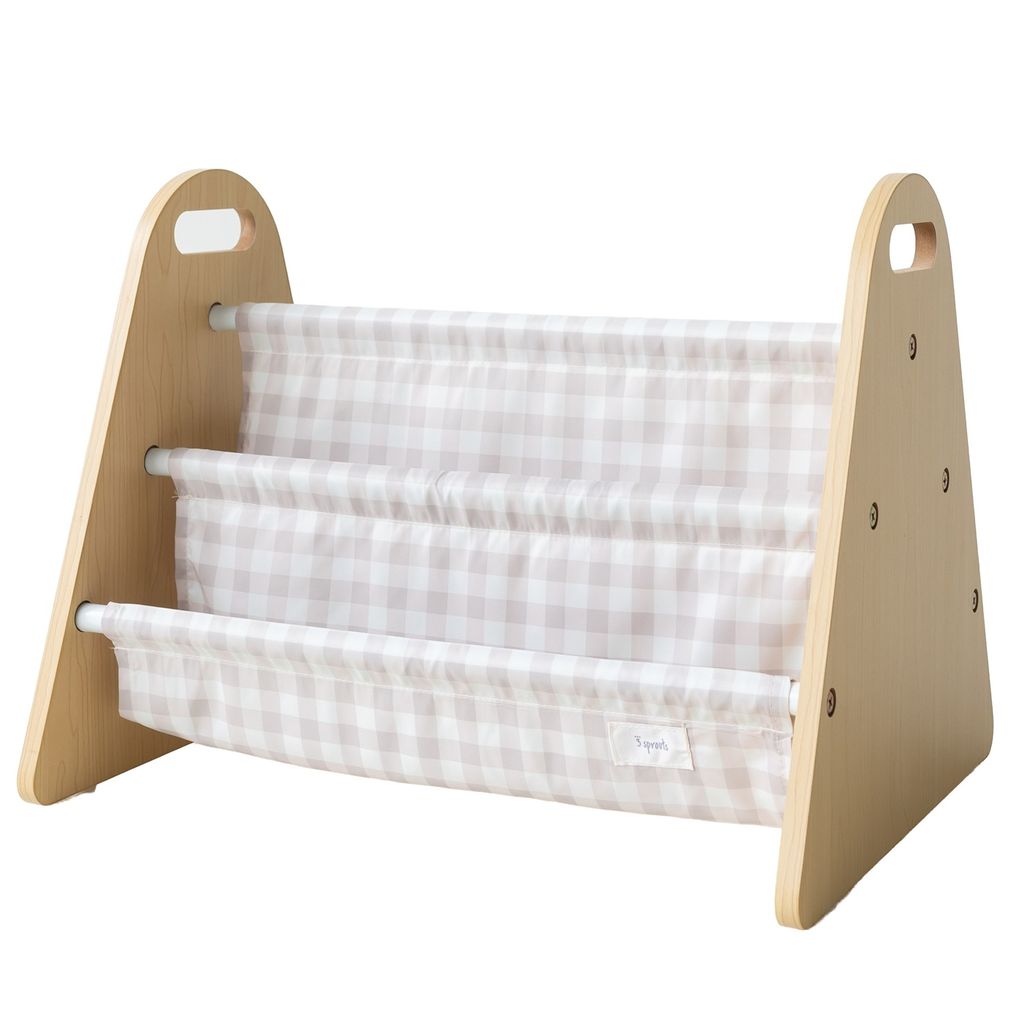 3 Sprouts -kaksipuolinen kirjateline, Beige Gingham-ruutu