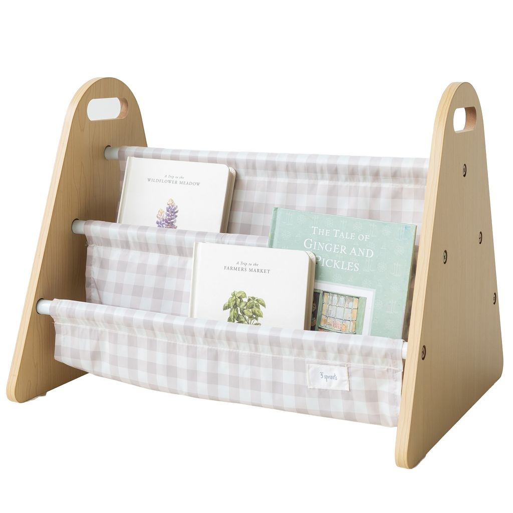 3 Sprouts -kaksipuolinen kirjateline, Beige Gingham-ruutu - Image 11