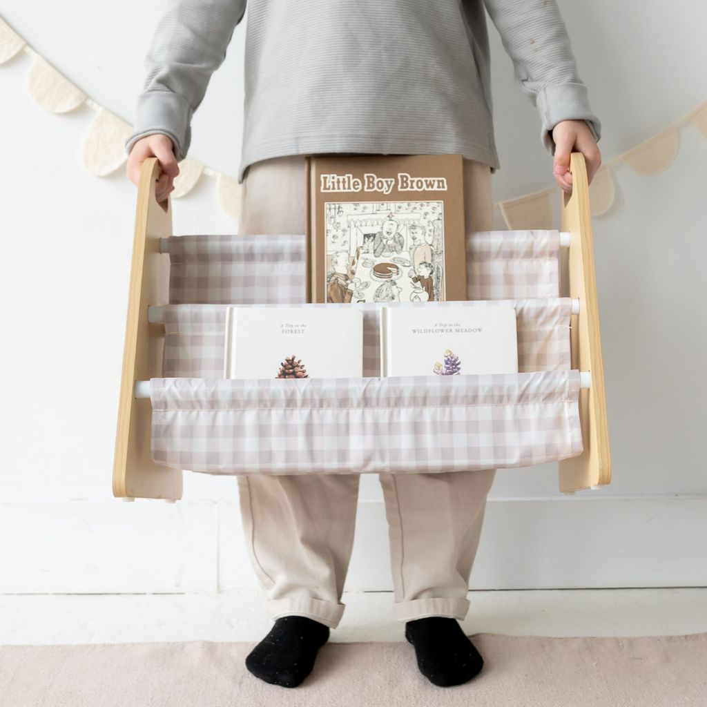 3 Sprouts -kaksipuolinen kirjateline, Beige Gingham-ruutu - Image 2