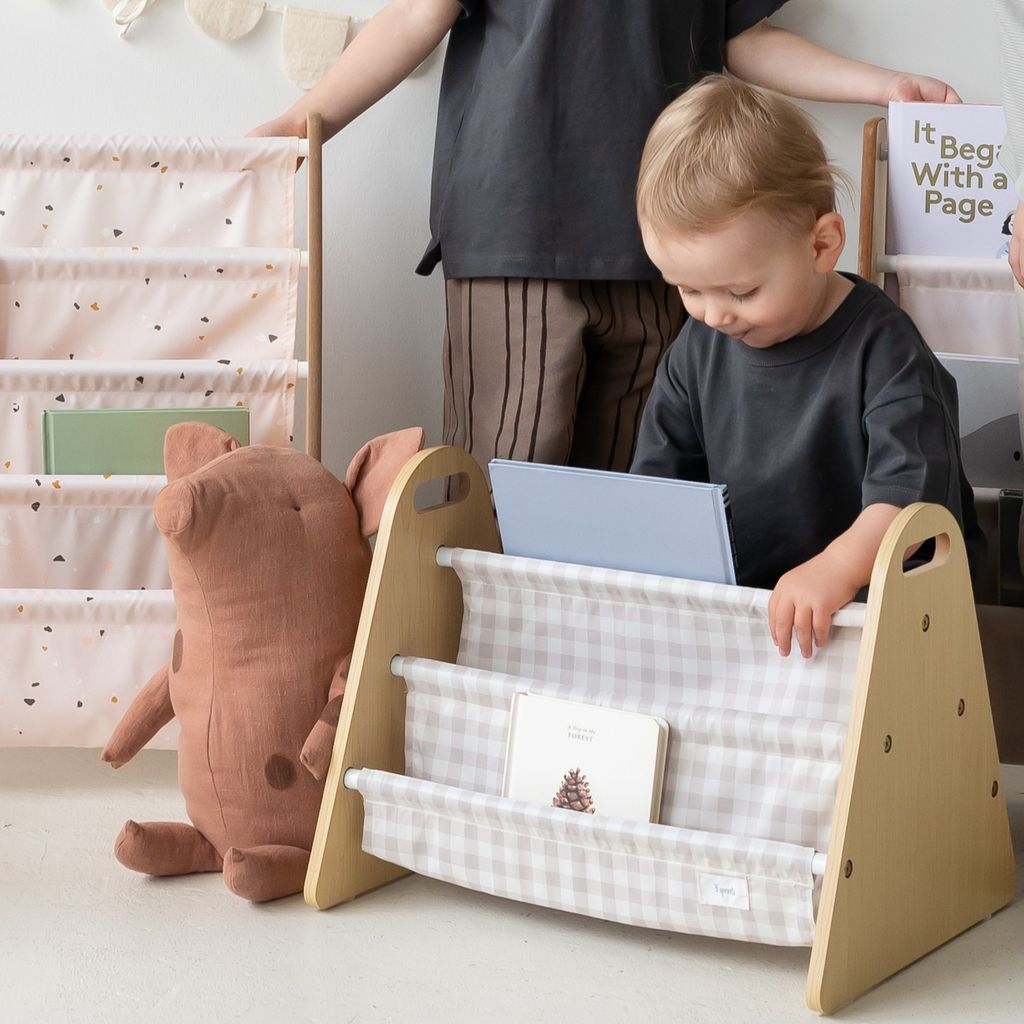 3 Sprouts -kaksipuolinen kirjateline, Beige Gingham-ruutu - Image 8